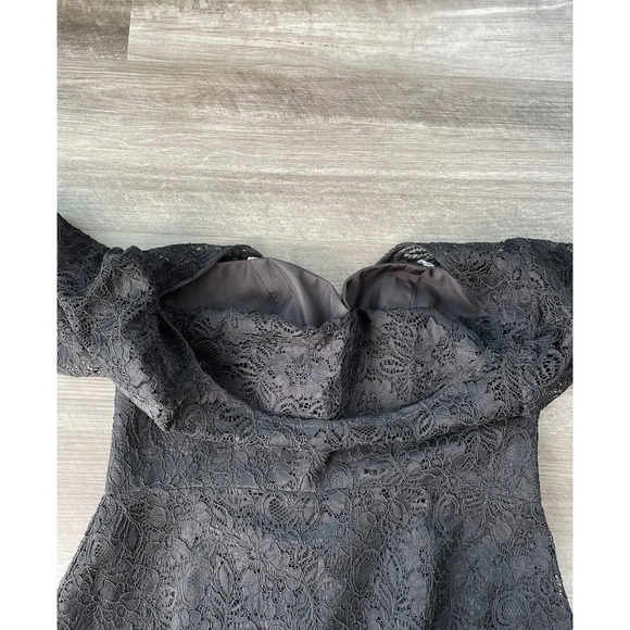 David’s Bridal Black Lace Mini Dress Size 10 Wedding Formal V-Back Sweetheart L1 - Picture 4 of 6